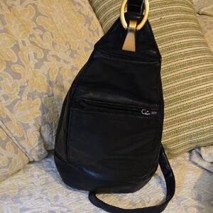 Charter Club Black Leather with Gold Detail